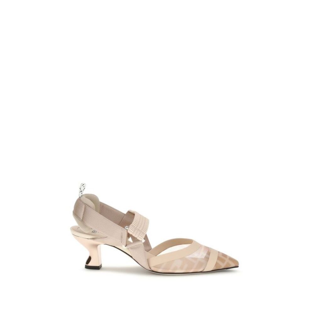 Fendi Beige Nylon Mid Heel Women's Pumps